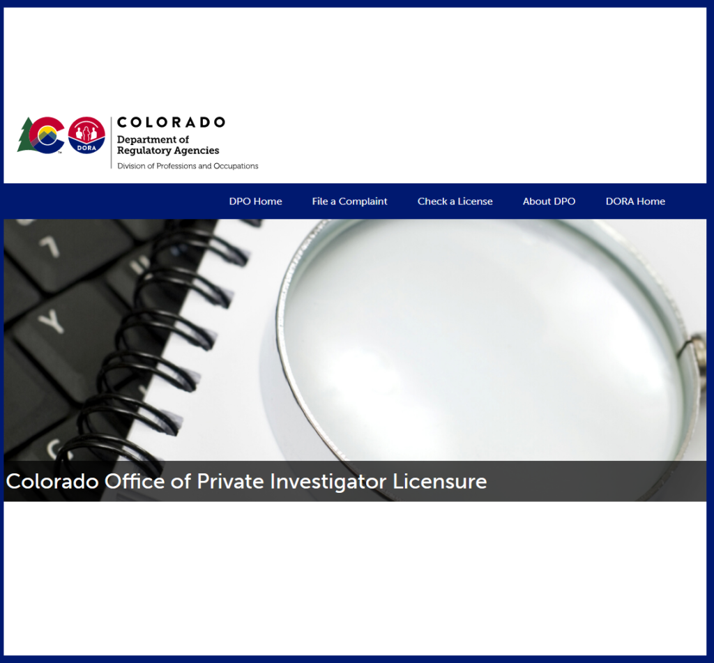 A screenshot of Colorado's Department of Regulatory Agency's website.